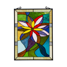 Load image into Gallery viewer, RADIANCE goods Floral Stained Glass Window Panel 25"x18.11"