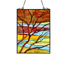 Load image into Gallery viewer, RADIANCE goods Landscape Stained Glass Window Panel 24.21"x17.52"