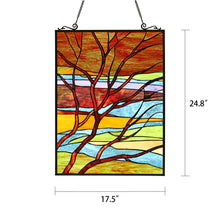 Load image into Gallery viewer, RADIANCE goods Landscape Stained Glass Window Panel 24.21"x17.52"