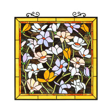 Load image into Gallery viewer, RADIANCE goods Floral Design Tiffany Stained Glass Verical Hanging Window Panel 25" Tall
