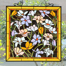 Load image into Gallery viewer, RADIANCE goods Floral Design Tiffany Stained Glass Verical Hanging Window Panel 25" Tall
