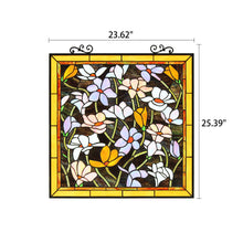 Load image into Gallery viewer, RADIANCE goods Floral Design Tiffany Stained Glass Verical Hanging Window Panel 25" Tall
