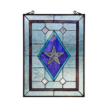 Load image into Gallery viewer, RADIANCE goods Star Stained Glass Window Panel 25"x18.11"
