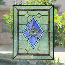 Load image into Gallery viewer, RADIANCE goods Star Stained Glass Window Panel 25"x18.11"