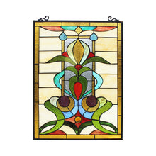 Load image into Gallery viewer, RADIANCE goods Floral Stained Glass Window Panel 25"x18.11"