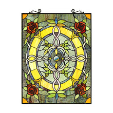 Load image into Gallery viewer, RADIANCE goods Floral Stained Glass Window Panel 24.8"x18.11"