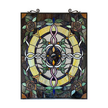 Load image into Gallery viewer, RADIANCE goods Floral Stained Glass Window Panel 24.8"x18.11"
