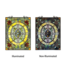 Load image into Gallery viewer, RADIANCE goods Floral Stained Glass Window Panel 24.8"x18.11"