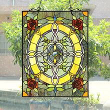 Load image into Gallery viewer, RADIANCE goods Floral Stained Glass Window Panel 24.8"x18.11"