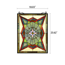 Load image into Gallery viewer, RADIANCE goods Geometric Stained Glass Window Panel 25"x17.72"