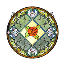Load image into Gallery viewer, RADIANCE goods Floral Stained Glass Window Panel 25"x25"