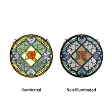 Load image into Gallery viewer, RADIANCE goods Floral Stained Glass Window Panel 25"x25"