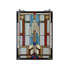 Load image into Gallery viewer, RADIANCE goods Geometric Stained Glass Window Panel 25"x17.72"