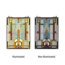 Load image into Gallery viewer, RADIANCE goods Geometric Stained Glass Window Panel 25"x17.72"
