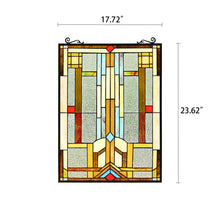 Load image into Gallery viewer, RADIANCE goods Geometric Stained Glass Window Panel 25"x17.72"
