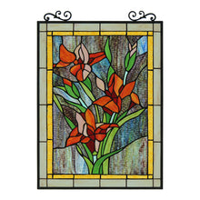 Load image into Gallery viewer, RADIANCE goods Floral Tiffany-Style Stained Glass Verical Hanging Window Panel 24" Tall