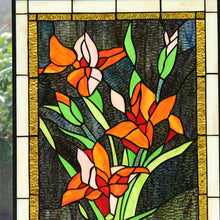 Load image into Gallery viewer, RADIANCE goods Floral Tiffany-Style Stained Glass Verical Hanging Window Panel 24" Tall