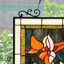 Load image into Gallery viewer, RADIANCE goods Floral Tiffany-Style Stained Glass Verical Hanging Window Panel 24" Tall