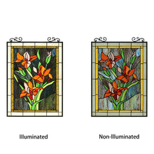 Load image into Gallery viewer, RADIANCE goods Floral Tiffany-Style Stained Glass Verical Hanging Window Panel 24" Tall
