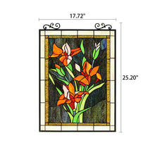 Load image into Gallery viewer, RADIANCE goods Floral Tiffany-Style Stained Glass Verical Hanging Window Panel 24" Tall