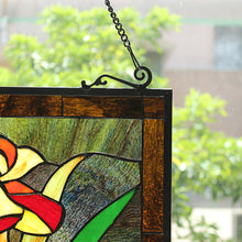 Load image into Gallery viewer, RADIANCE goods Floral Stained Glass Window Panel 24.8"x17.72"