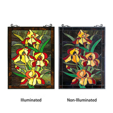 Load image into Gallery viewer, RADIANCE goods Floral Stained Glass Window Panel 24.8"x17.72"