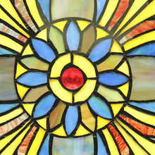 Load image into Gallery viewer, RADIANCE goods Geometric Stained Glass Window Panel 23"x23"