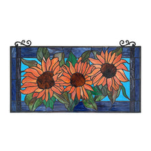 Load image into Gallery viewer, RADIANCE goods Floral Stained Glass Window Panel 30.91"x17.13"