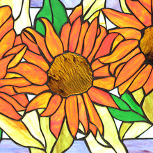 Load image into Gallery viewer, RADIANCE goods Floral Stained Glass Window Panel 30.91"x17.13"