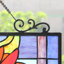 Load image into Gallery viewer, RADIANCE goods Floral Stained Glass Window Panel 30.91"x17.13"
