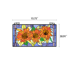Load image into Gallery viewer, RADIANCE goods Floral Stained Glass Window Panel 30.91"x17.13"