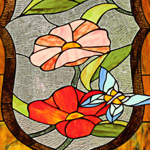 Load image into Gallery viewer, RADIANCE goods Tiffany-Style Animal/Floral Stained Glass Window Panel 31" Height