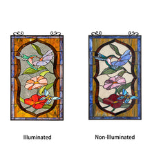Load image into Gallery viewer, RADIANCE goods Tiffany-Style Animal/Floral Stained Glass Window Panel 31" Height