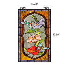 Load image into Gallery viewer, RADIANCE goods Tiffany-Style Animal/Floral Stained Glass Window Panel 31" Height