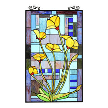 Load image into Gallery viewer, RADIANCE goods Tiffany-Style Floral Stained Glass Window Panel 32" Height