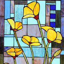 Load image into Gallery viewer, RADIANCE goods Tiffany-Style Floral Stained Glass Window Panel 32" Height