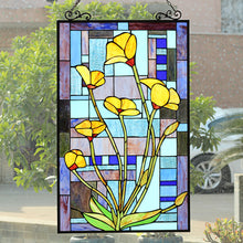 Load image into Gallery viewer, RADIANCE goods Tiffany-Style Floral Stained Glass Window Panel 32" Height
