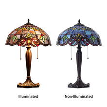 Load image into Gallery viewer, RADIANCE goods Tiffany-Style 2-Light Victorian Stained Glass Table Lamp 16" Shade