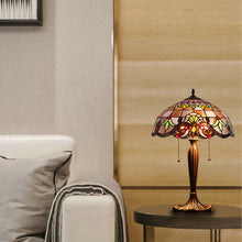 Load image into Gallery viewer, RADIANCE goods Tiffany-Style 2-Light Victorian Stained Glass Table Lamp 16" Shade