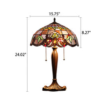 Load image into Gallery viewer, RADIANCE goods Tiffany-Style 2-Light Victorian Stained Glass Table Lamp 16" Shade
