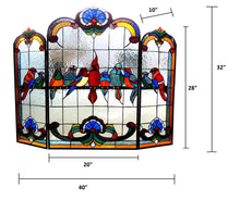 Load image into Gallery viewer, RADIANCE goods Animal 3pcs Folding Stained Glass Fireplace Screen 40&quot; Wide
