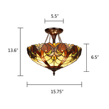 Load image into Gallery viewer, RADIANCE goods Victorian-Style 2-Light Antique Dark Bronze Finish Ceiling Semi-Flush Mount 16&quot; Wide
