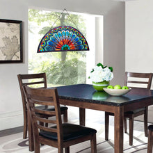 Load image into Gallery viewer, RADIANCE goods Tiffany-style Peacock Feather Glass Window Panel 35&quot;x18&quot;
