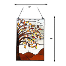 Load image into Gallery viewer, RADIANCE Goods Floral-Style Black Finish Stained Glass Window Panel 24&quot; Tall
