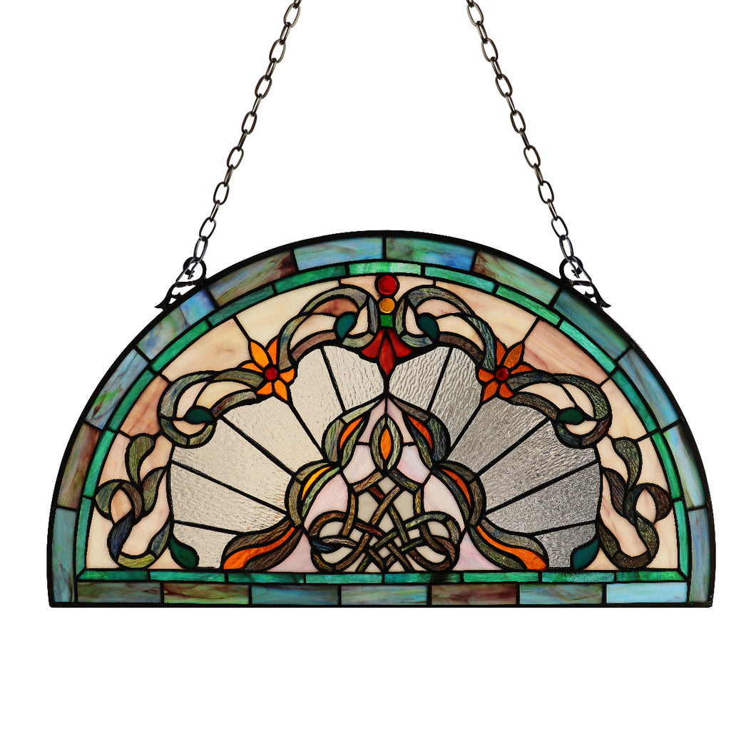 RADIANCE goods Tiffany-Style Victorian Stained-Glass Window Panel 12.5