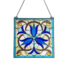 Load image into Gallery viewer, RADIANCE Goods Victorian-Style Black Finish Stained Glass Window Panel 16&quot; Tall
