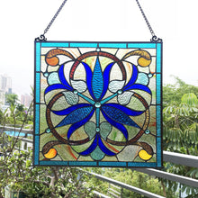 Load image into Gallery viewer, RADIANCE Goods Victorian-Style Black Finish Stained Glass Window Panel 16&quot; Tall
