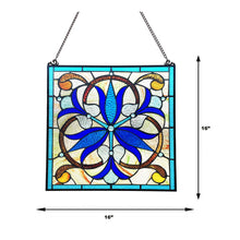 Load image into Gallery viewer, RADIANCE Goods Victorian-Style Black Finish Stained Glass Window Panel 16&quot; Tall
