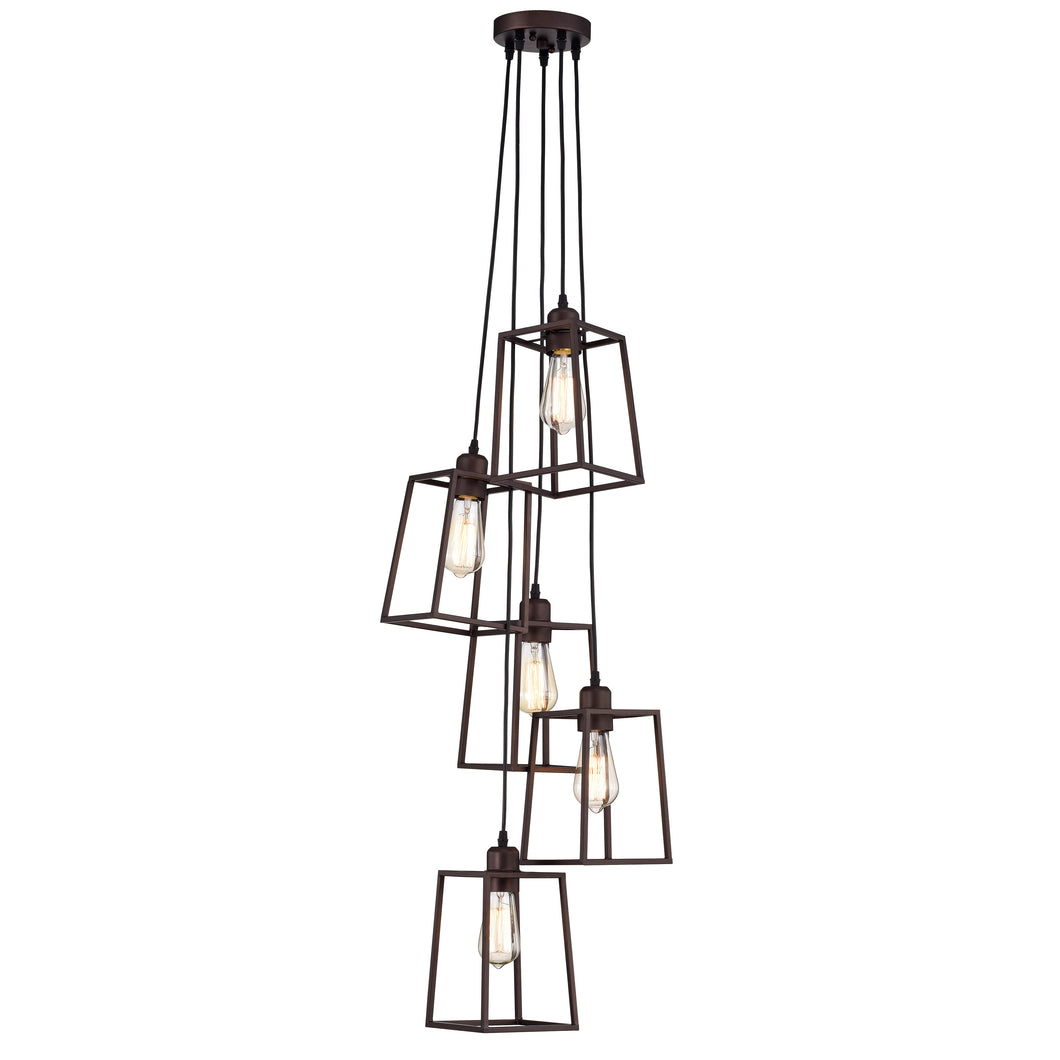 RADIANCE goods Industrial 5 Light Oil Rubbed Bronze Large Pendant Ceiling Fixture 18