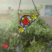 Load image into Gallery viewer, RADIANCE goods Floral Stained Glass Window Panel 9.8&quot;x9.8&quot;
